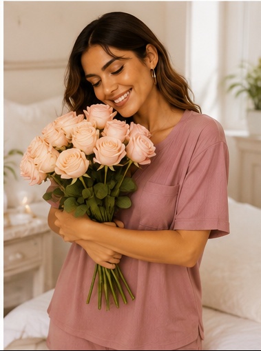 Women’s Mauve Short Sleeve V-Neck Sleep T-Shirt with Pocket